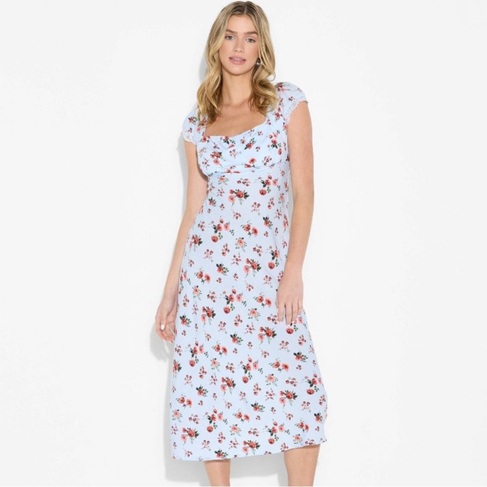 Wild Fable Light Blue Floral Midi Dress